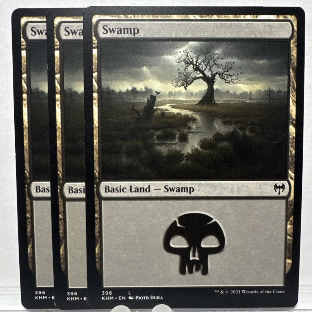3x Magic The Gathering Swamp Kaldheim 396 Basic Land Piotr Dura MTG Regular